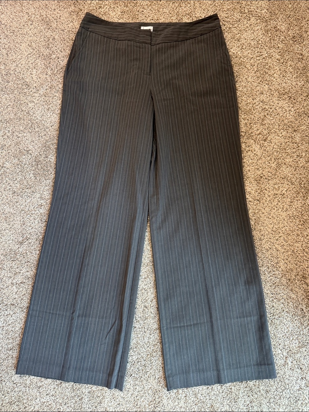 Chico's Dark Gray Pinstripe Wide-Leg Trousers